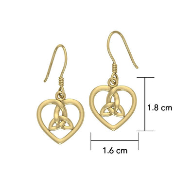 Celtic Heart Trinity Knot Solid Gold Earrings GER1292 - Jewelry